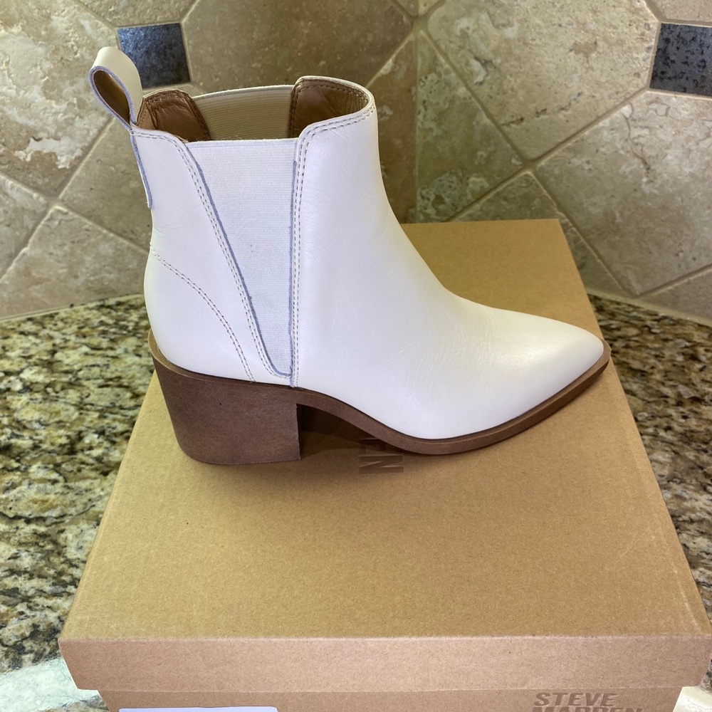 Steve Madden White Ankle Boots